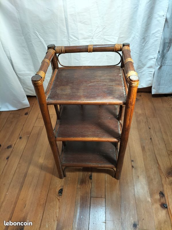 Table de nuit en bois couleur marron H69 cm rotin sevedylan (image 1)