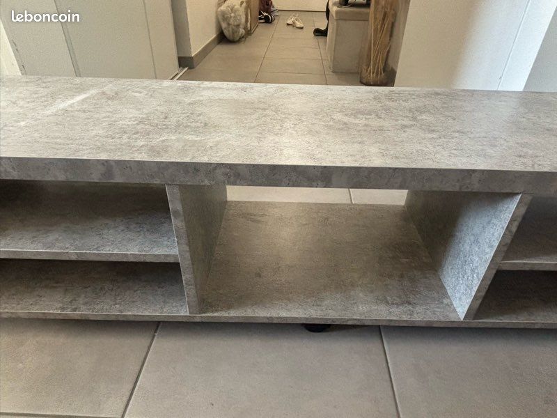 Ensemble salon effet béton gris – Table basse + meuble TV (image 1)