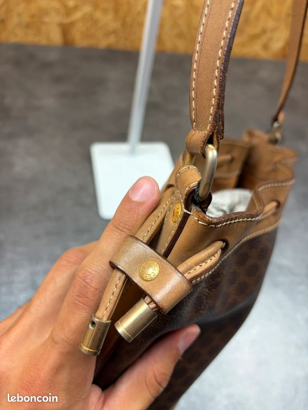 Sac seau en cuir marron Céline Paris monogram vintage 90s #90s (image 6)