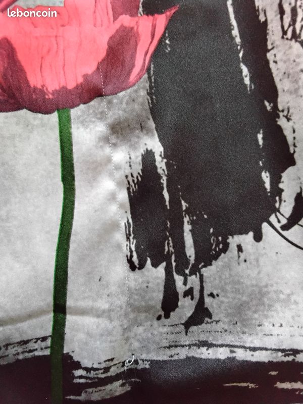 Robe longue cheongsam, noir et rouge, coquelicot (image 17)