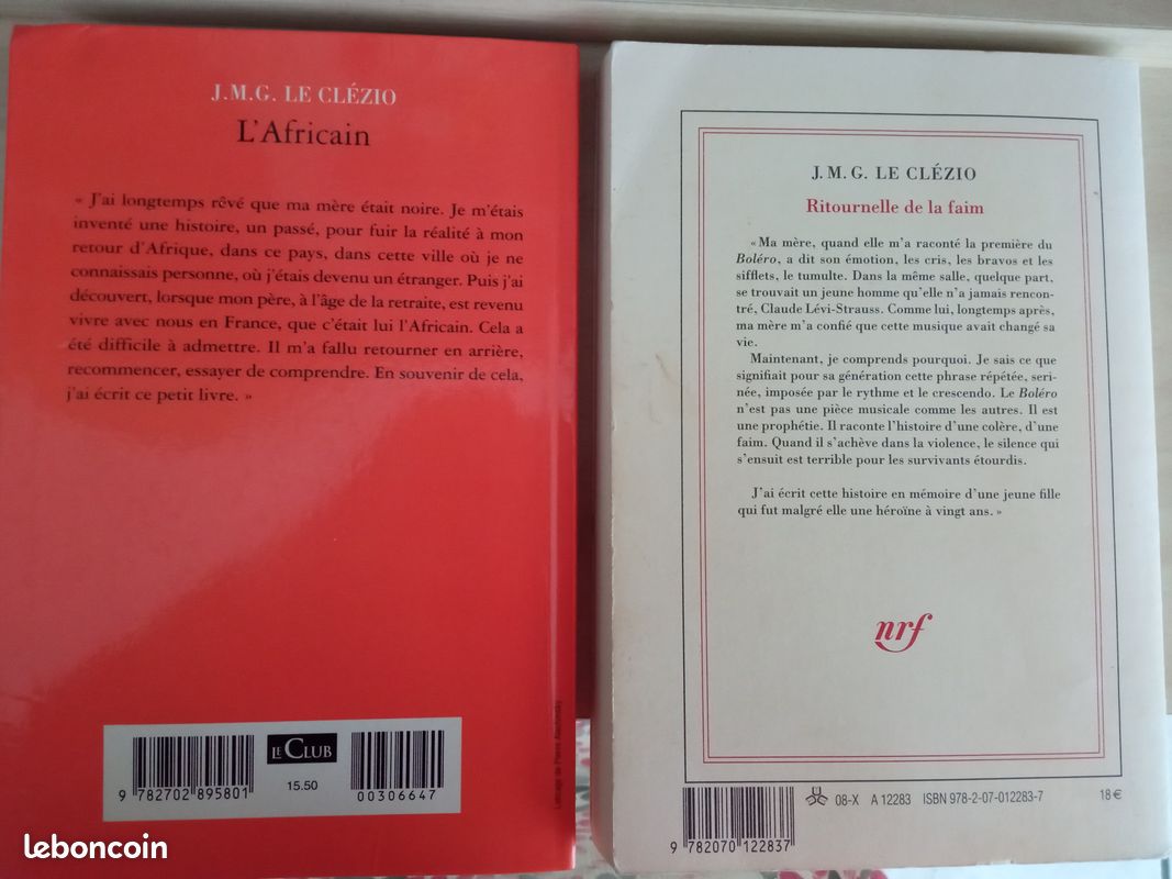 Lot le clezio l'africain et ritournelle de la faim - Livres