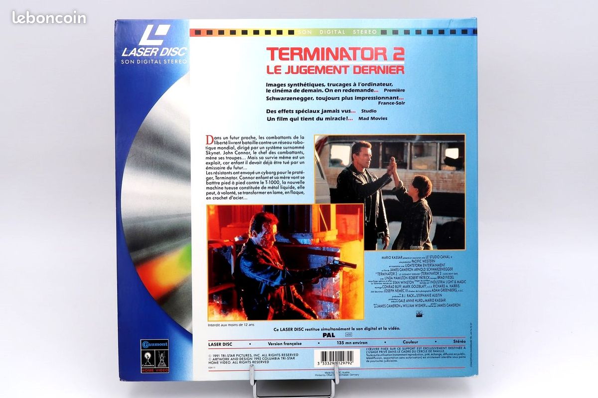 Laserdisc FR Terminator 2 James Cameron Arnold Schwarzenegger (image 2)