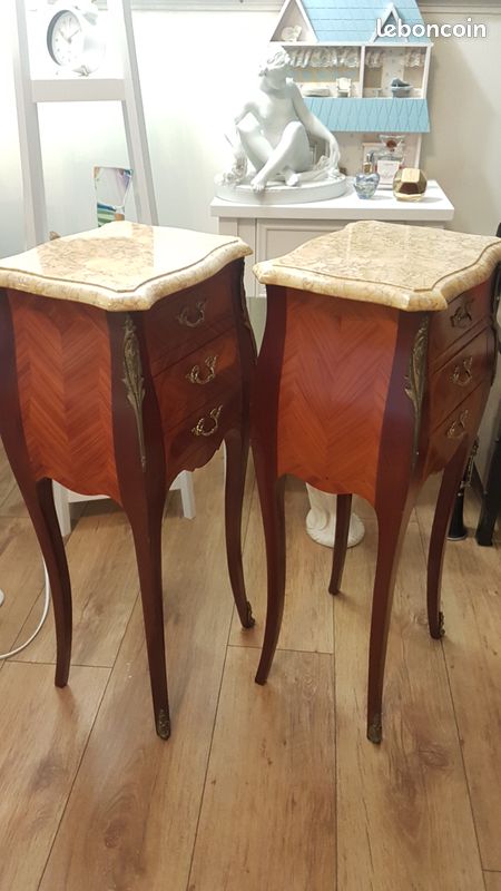 Buffet Bas Marqueté Et Marbre – Deux Meubles En Bois, Style Ancien, Dimensions 167x55 Cm, Hauteur 145 Cm