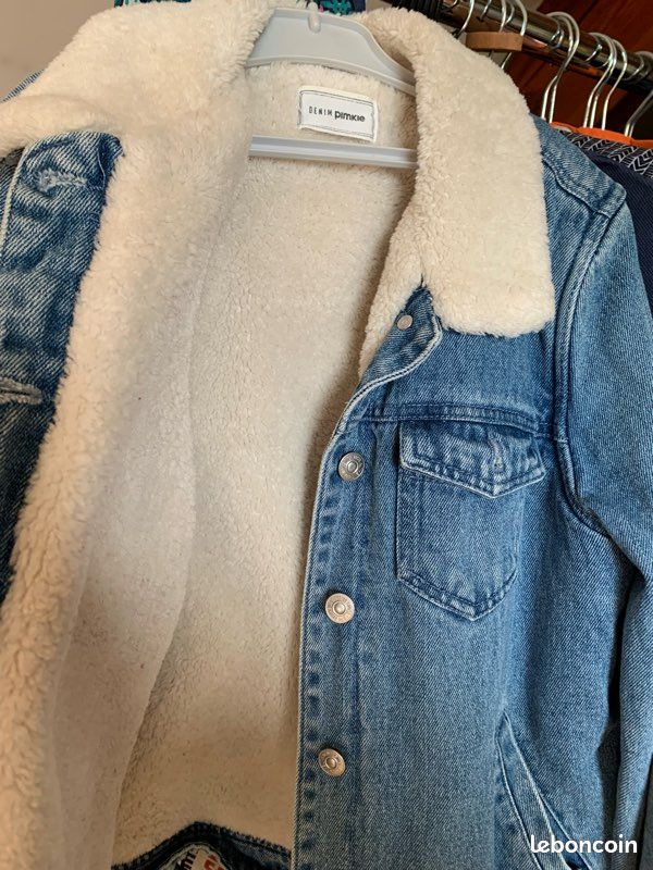 Sherpa Veste Jean Large Blouson En Jean Grande Taille En Coton