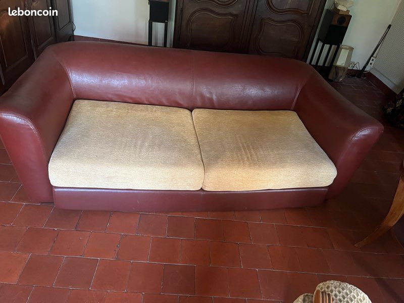 Canapé cuir et tissus (image 3)