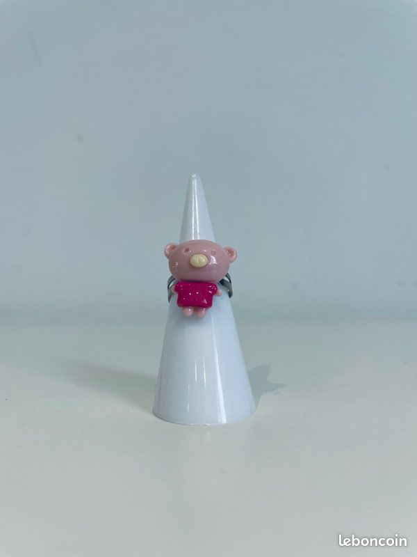 Bague cochon rose (image 1)
