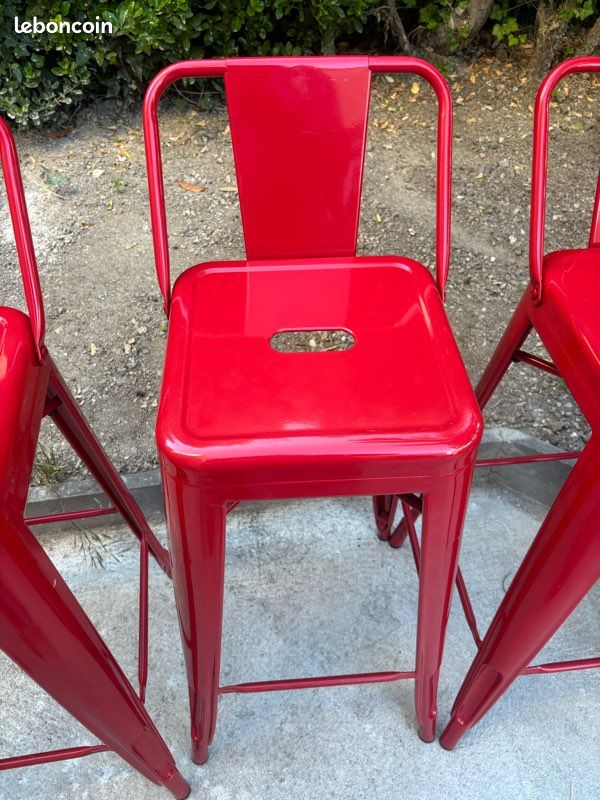 4 tabourets de bar bistrot rouge H77cm neufs (image 3)