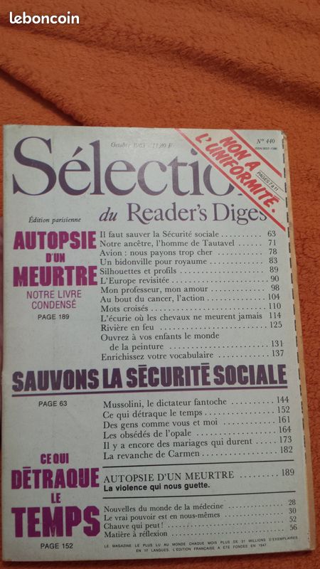 Livre selection du reader's digest octobre 1983 (image 1)