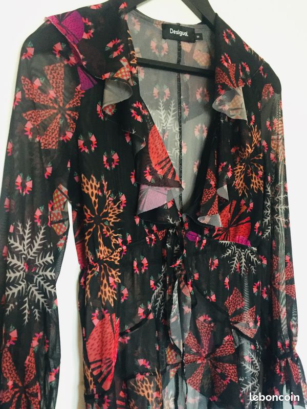 Top Desigual Femme Taille L – Viscose Coton Motif Barriolé Multicolore (Excellent état)