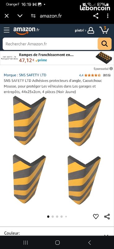 Protection d angle adhésif par 40cm retour 8/8cm 1634 Bricolage