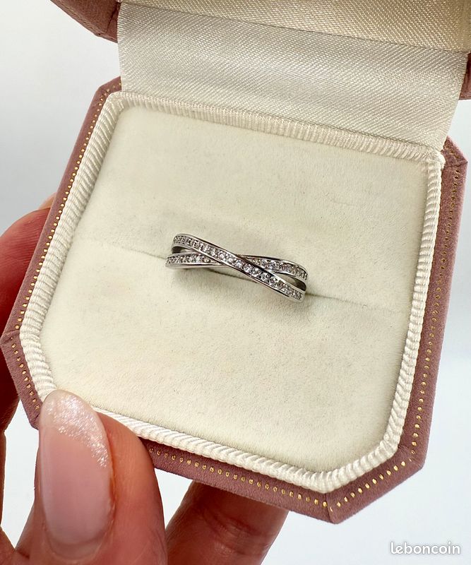 Ancienne Bague En Argent Massif Alliance Anneaux Créateur Pierre