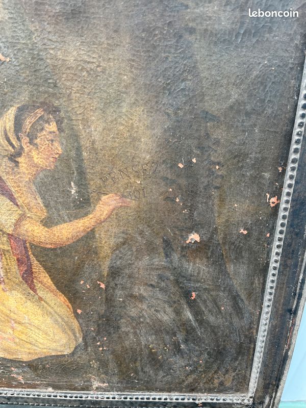 Grand Trumeau ancien – Scène Peinte Champêtre – (image 7)