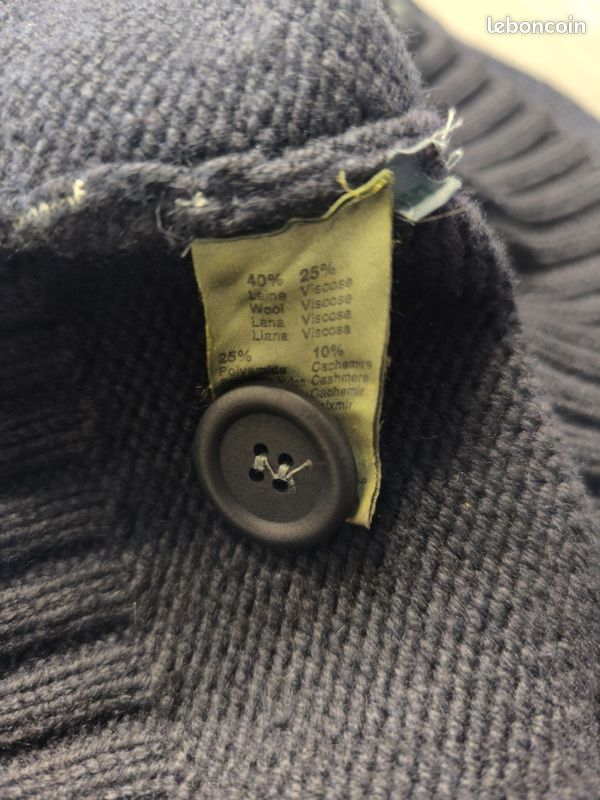 Veste sans manche - Lacoste - Logo brodé - A boutons - Taille S - Noir - Femme - Laine - Col roulé (image 7)