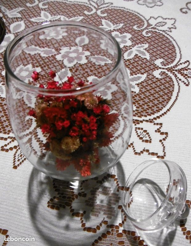 Flacon En Verre Avec Couvercle Et Pot-pourri - Hauteur 16 Cm, Style Décoratif Floral