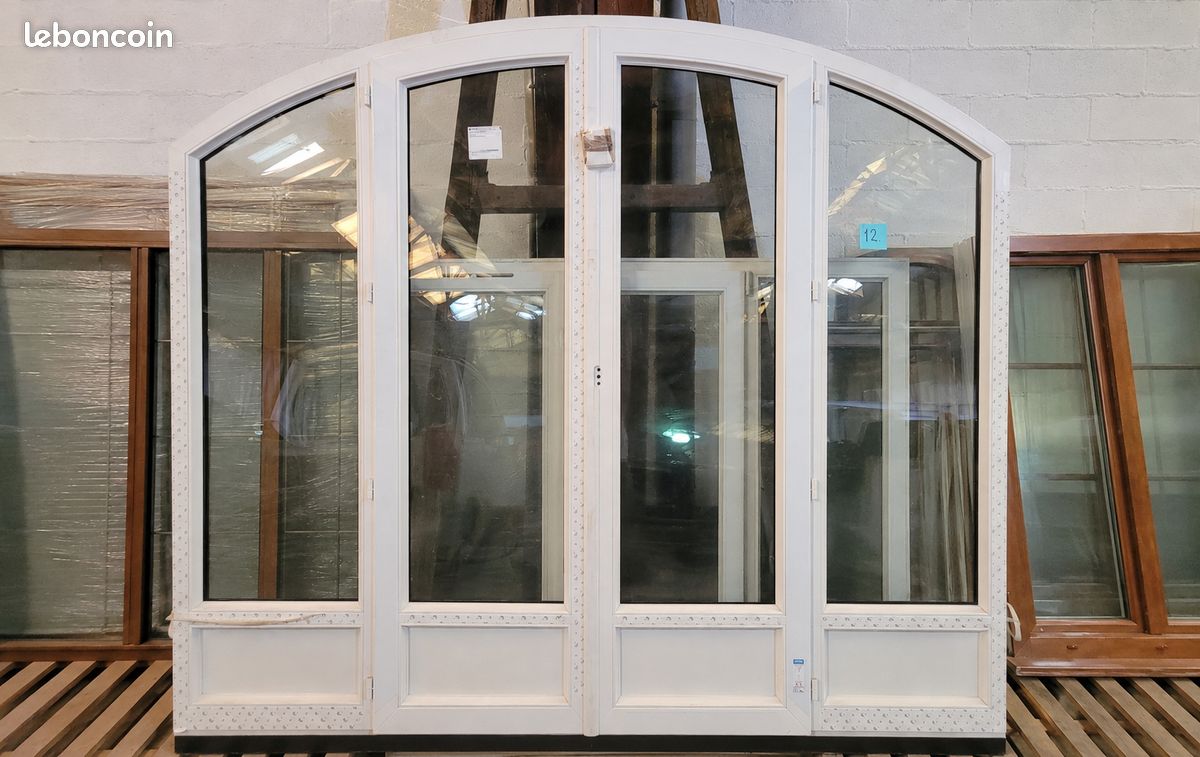 Ensemble porte-fenêtre PVC cintré TRYBA 4 parties – bicolore (image 1)