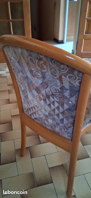 Chaises fauteuil vintage bois et velours (image 3)