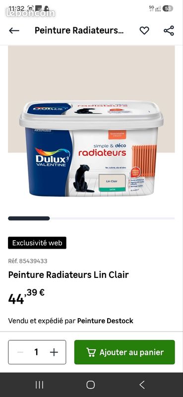 Peinture Radiateurs Dulux Valentine 2l LIN CLAIR (blanc) sous-couche intégrée et agents antirouille (image 3)
