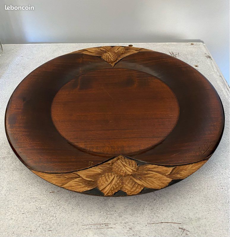 Plateau bois sculpté vintage (image 2)