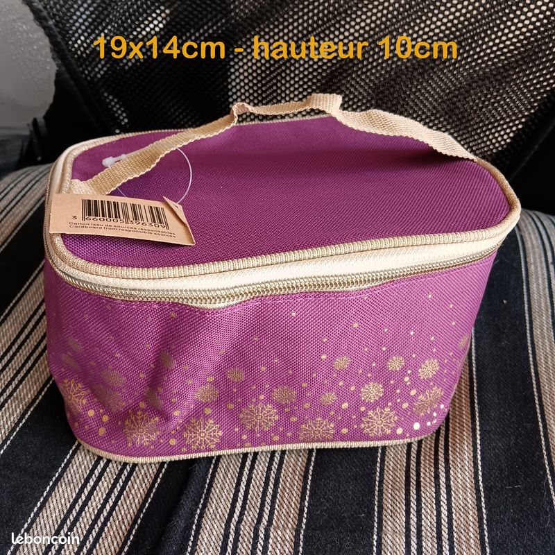 Trousse de toilette neuve violette et dorée (image 1)