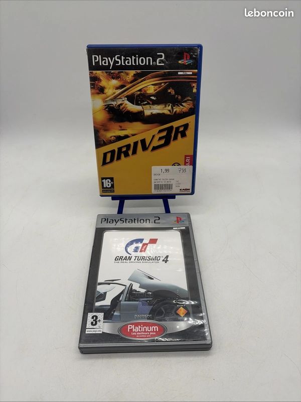 Console PS Two Gran Turismo 4 Platinum et Tekken 5 Platinum en boîte
