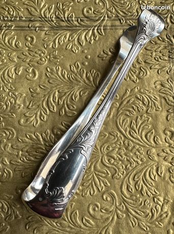 PINCE À SUCRE 11 CM PERLES CHRISTOFLE TRÈS BEL ÉTAT MÉTAL ARGENTÉ