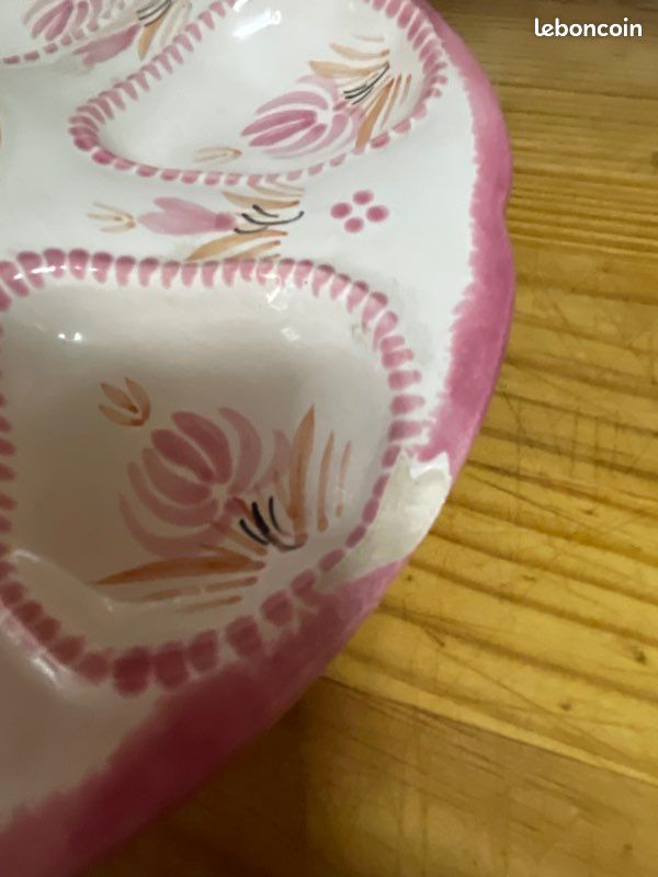 Assiettes à Huîtres HB Quimper rose Henriot (image 3)