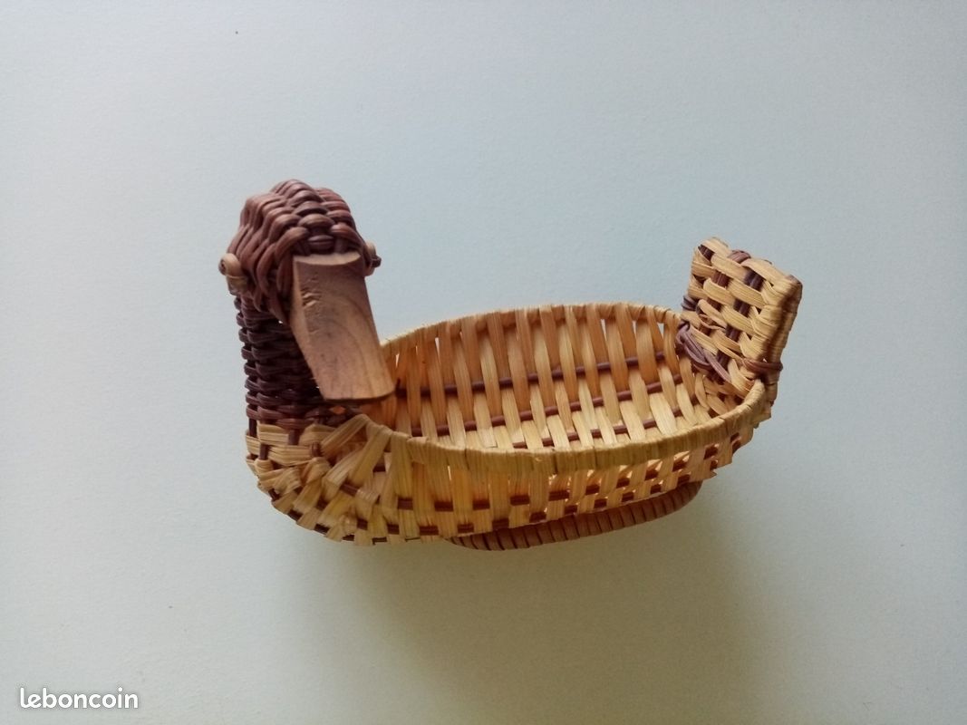 Petite panière canard en osier tressé – AUTHENTIQUE VINTAGE ANNÉES 90 – NEUVE (image 1)