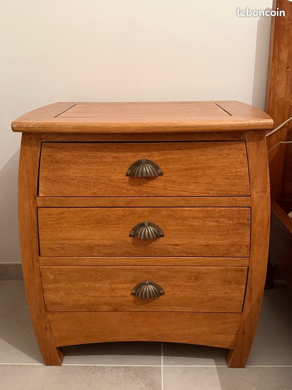 Ensemble lit en bois + sommier + table de chevet (image 5)