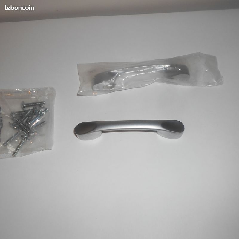 4 Poignées commode en métal chromé gris mat (image 9)