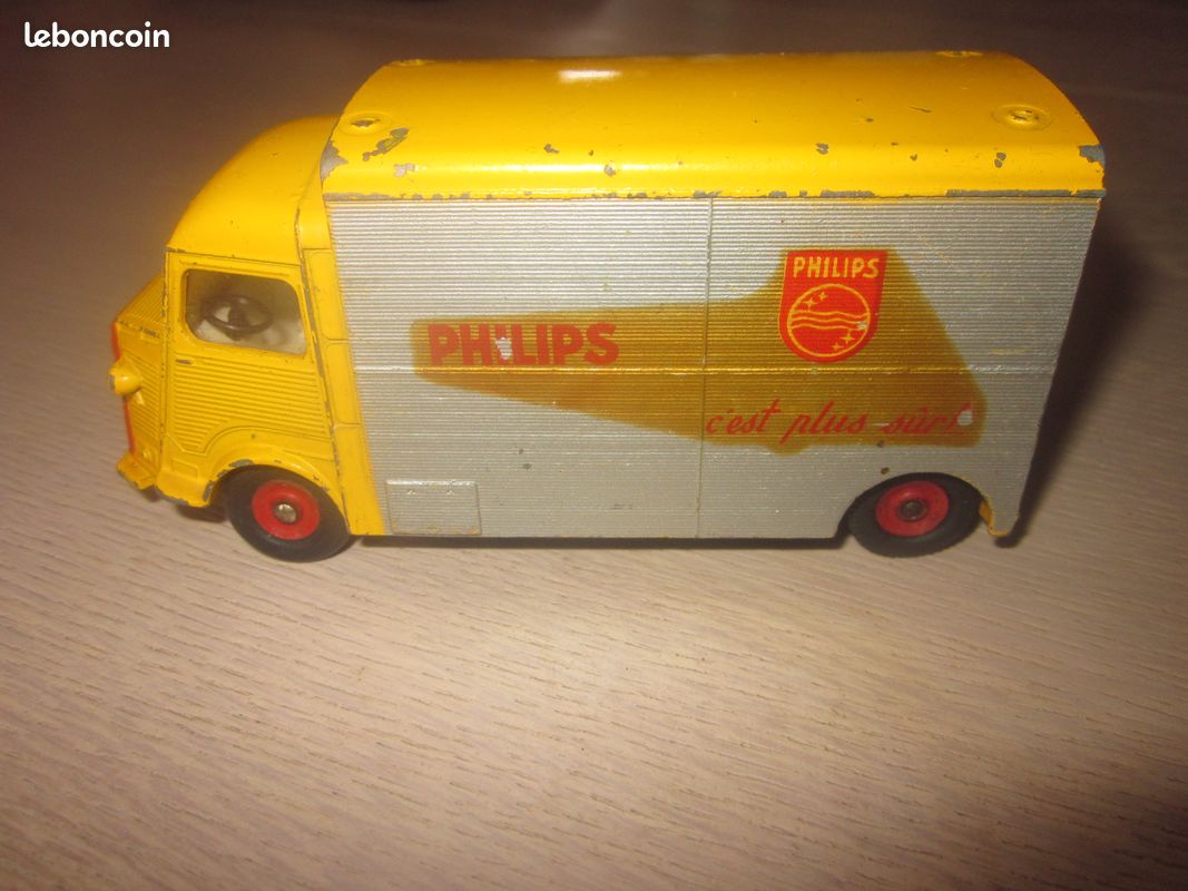 Dinky Toys N°587 Citroën 1200 Kg Tube PHILIPS - 1/43 - Jaune - Pièces Cassées