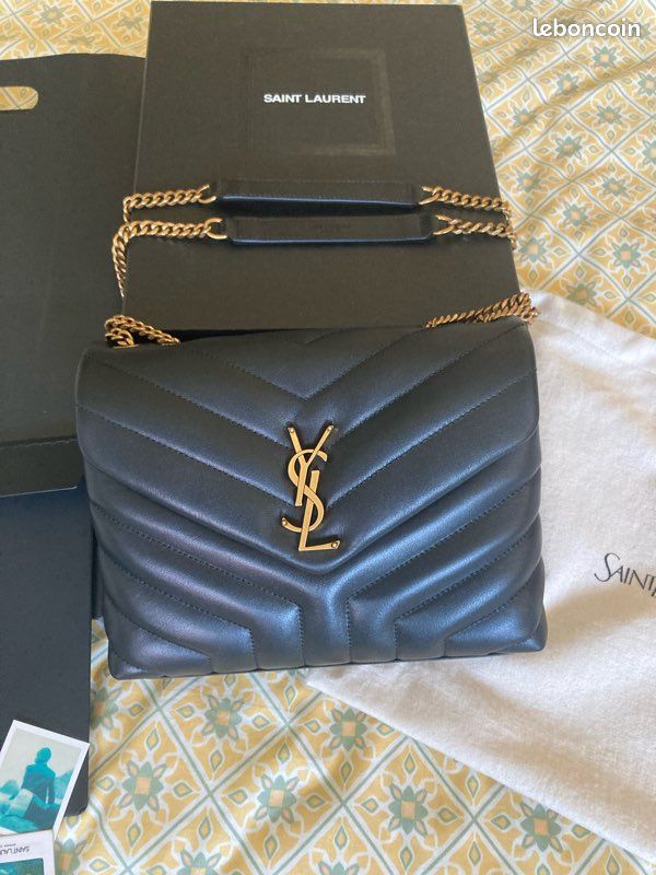 Sac à main YSL Loulou Small noir et or (image 2)