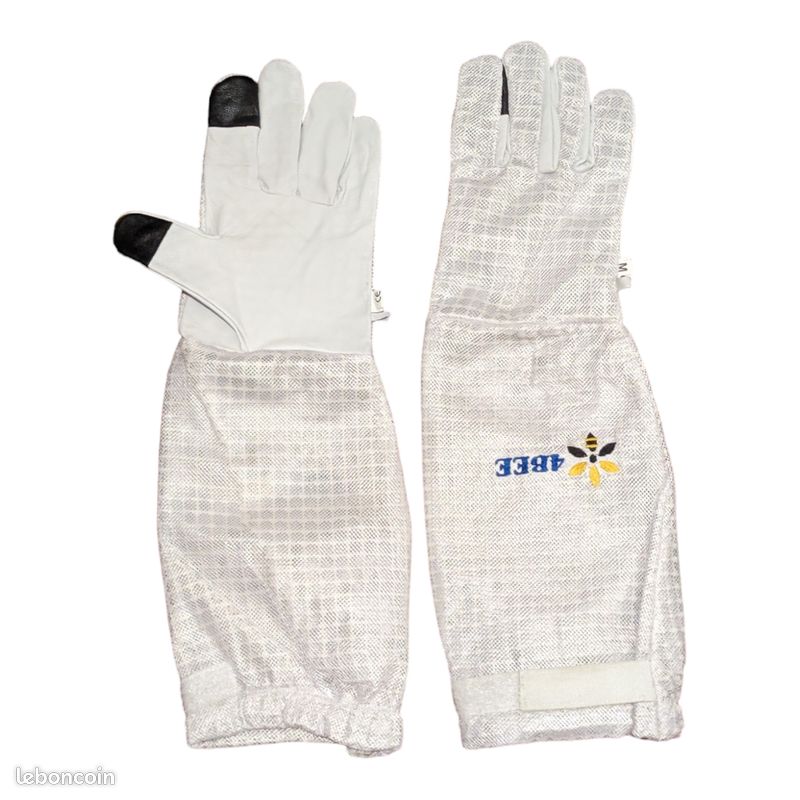 4Bee - Gants d'Apiculture ventilés en cuir de vachette blanc (image 1)