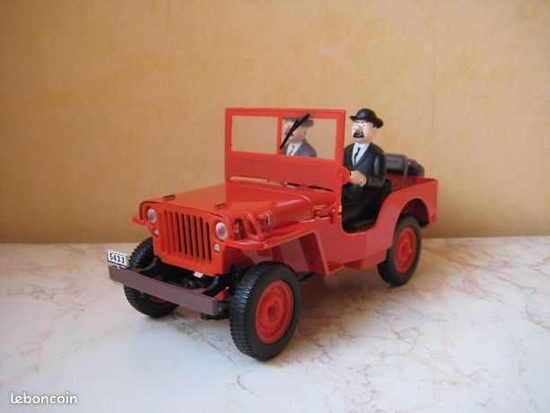 Tintin Hergé JEEP HAPAX 1994 Jee Hax Tintin Duont et Dupond + Boite en Bois (voir les photos) - Collection