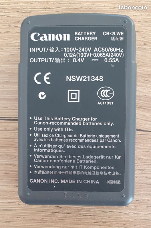 Chargeur Canon CB-2LCE D'origine – Pour Appareils Photo Canon – Garantie 12 Mois