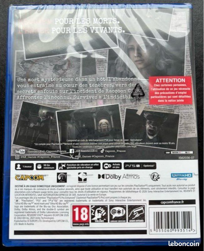 Resident Evil 2018 Capcom Neuf sous blister - Jeux & Jouets