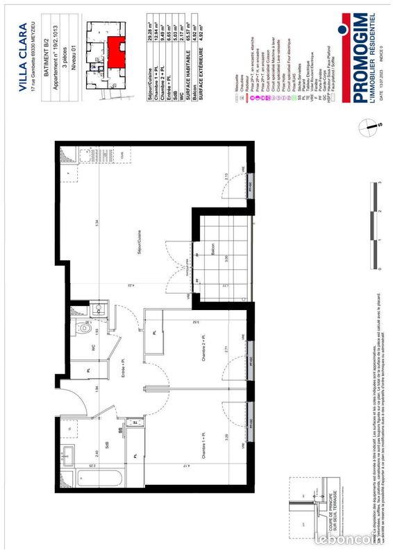 Appartement a louer meyzieu - 2 pièce(s) - 65 m2 - Surfyn