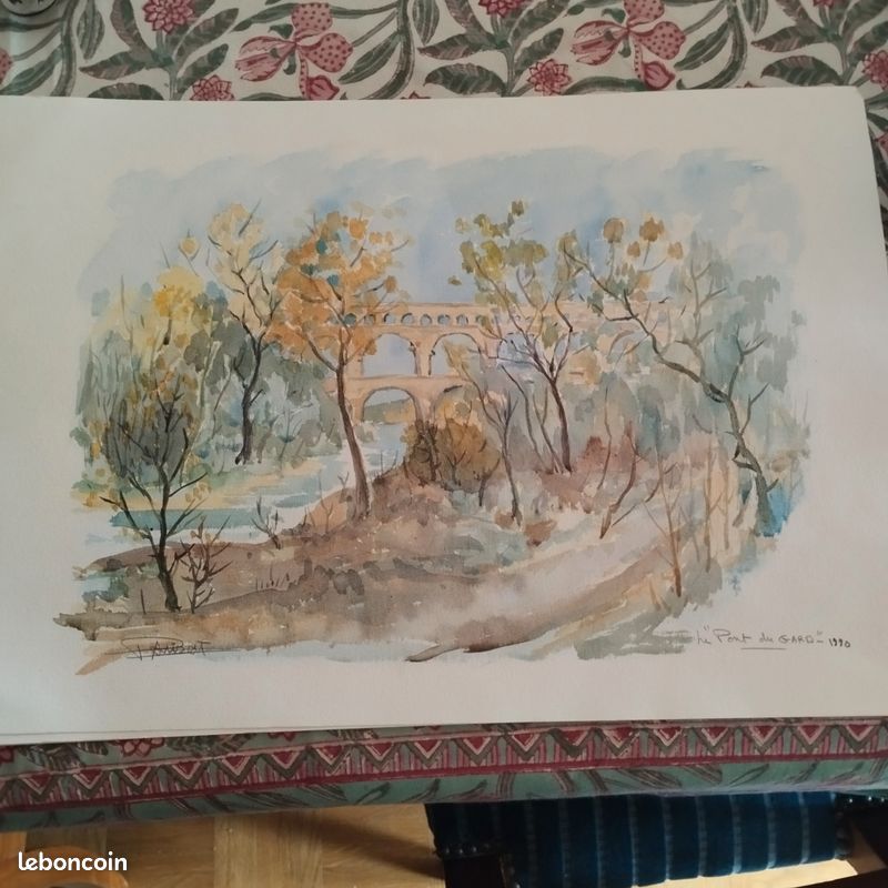 Lot 6 aquarelles originales "paysages de provence"signées Bruno Parizat 33x51cm (image 2)