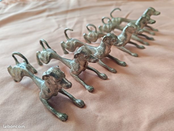 6 Anciens et gros porte couteaux en cristal Style Art Déco