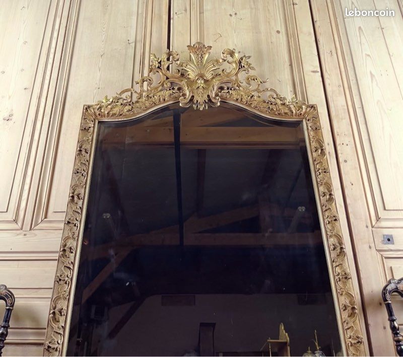 Grand miroir doré ancien style Louis XV époque 19 eme (image 5)