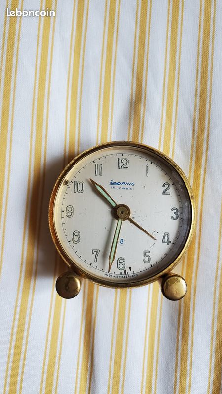 Horloge De Voyage 8 Jours - Marque Looping - Mécanique Vintage - Verte - Originale