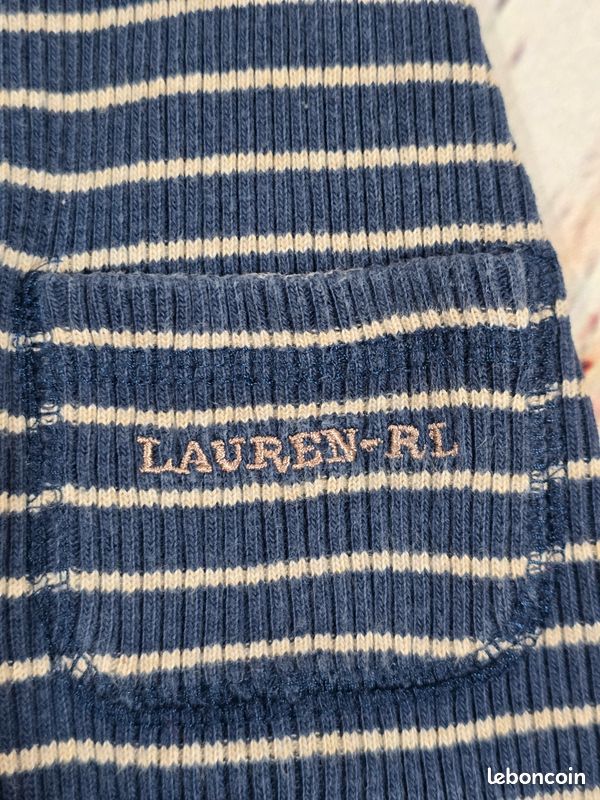 Ralph Lauren T-Shirt Femme M Bleu à rayures Été Classique Chic Vintage Casual Très Bon état (image 2)