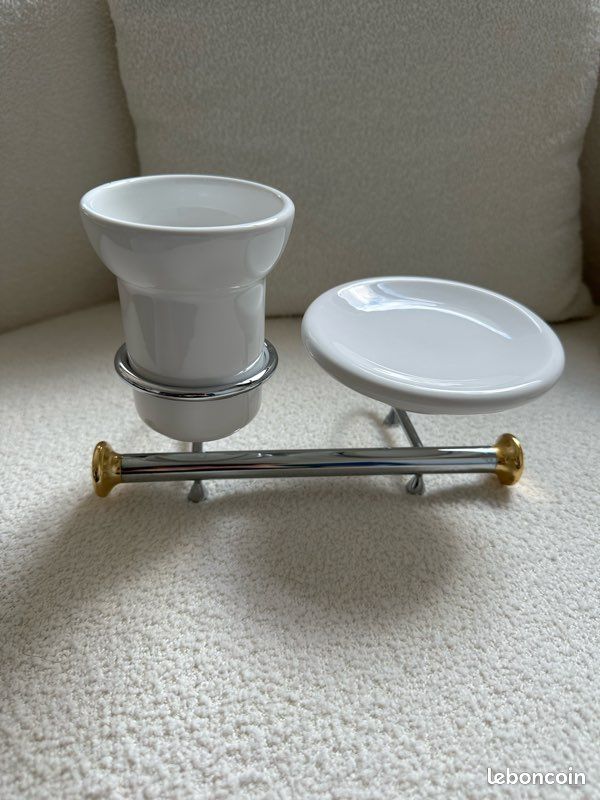 Lineabeta - Porte-brosse à dents Saon verre en porcelaine blanche
