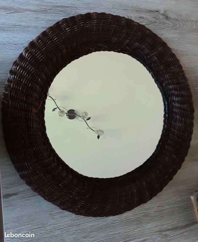Miroir vintage rotin (image 1)