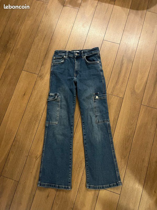 Ensemble Fille 13/14 Ans : T-shirt Bleu + Jean - Marques Zara Et Okaidi, Occasion Très Bon état