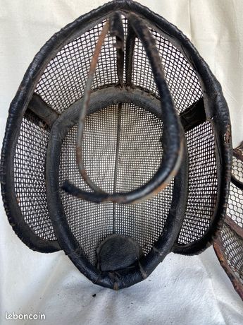 Ancien Masque D'escrime Années 1900 - Maillage Acier Rouillé - France