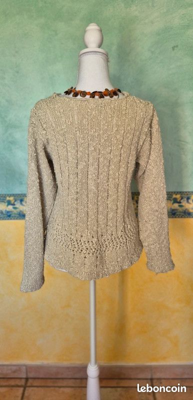Pull confectionné en France beige femme