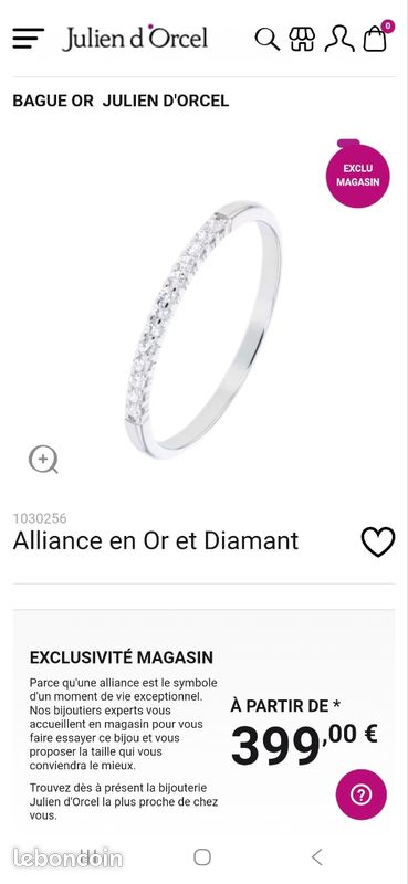 Alliance or blanc/diamants Montres Bijoux