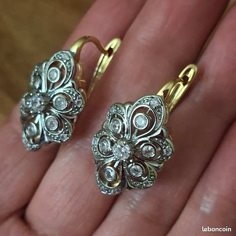 Dormeuses Diana cristal - Bijoux Argent/Doré