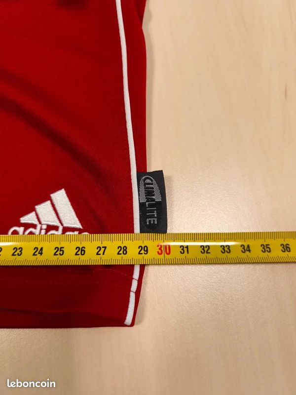 Short De Sport Adidas Climalite Vintage Rouge Bandes Blanches Taille enfant 14 Ans Logo brodé Blanc (image 14)