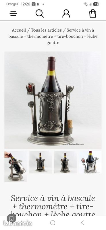 Porte-bouteille Et Verse-vin Ancien En étain Par LA MAISON DE L'ÉTAIN